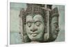 Cambodia, Siem Reap, carved statues at Buddhist temple.-Merrill Images-Framed Photographic Print