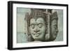 Cambodia, Siem Reap, carved statues at Buddhist temple.-Merrill Images-Framed Photographic Print