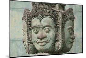 Cambodia, Siem Reap, carved statues at Buddhist temple.-Merrill Images-Mounted Photographic Print