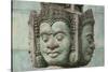 Cambodia, Siem Reap, carved statues at Buddhist temple.-Merrill Images-Stretched Canvas