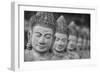 Cambodia, Siem Reap, carved statues at Buddhist temple.-Merrill Images-Framed Photographic Print