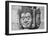 Cambodia, Siem Reap, carved statues at Buddhist temple.-Merrill Images-Framed Photographic Print