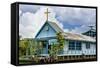 Cambodia, Tonle Sap, Siem Reap Province. a Floating Catholic Church on Lake Tonle Sap.-Nigel Pavitt-Framed Stretched Canvas