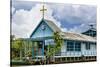 Cambodia, Tonle Sap, Siem Reap Province. a Floating Catholic Church on Lake Tonle Sap.-Nigel Pavitt-Stretched Canvas