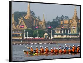 Cambodian Racers Row Their Wooden Boat-Heng Sinith-Framed Stretched Canvas