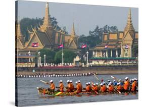 Cambodian Racers Row Their Wooden Boat-Heng Sinith-Stretched Canvas