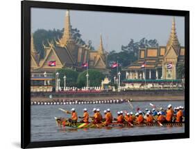 Cambodian Racers Row Their Wooden Boat-Heng Sinith-Framed Photographic Print