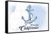 Cambria, California - Anchor - Blue - Coastal Icon-Lantern Press-Framed Stretched Canvas
