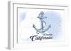 Cambria, California - Anchor - Blue - Coastal Icon-Lantern Press-Framed Art Print