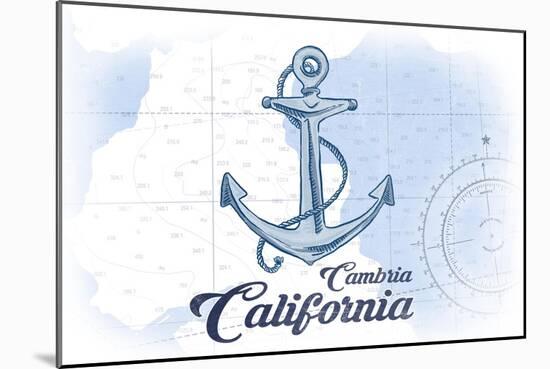 Cambria, California - Anchor - Blue - Coastal Icon-Lantern Press-Mounted Art Print