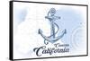 Cambria, California - Anchor - Blue - Coastal Icon-Lantern Press-Framed Stretched Canvas