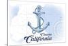 Cambria, California - Anchor - Blue - Coastal Icon-Lantern Press-Stretched Canvas