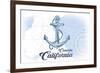 Cambria, California - Anchor - Blue - Coastal Icon-Lantern Press-Framed Premium Giclee Print