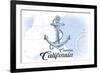 Cambria, California - Anchor - Blue - Coastal Icon-Lantern Press-Framed Premium Giclee Print