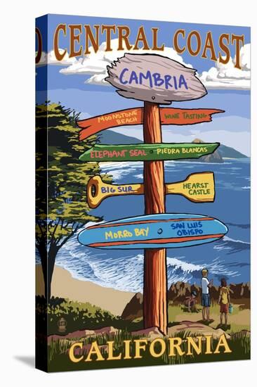 Cambria, California - Central Coast Destination Sign-Lantern Press-Stretched Canvas