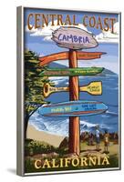 Cambria, California - Central Coast Destination Sign-Lantern Press-Framed Art Print