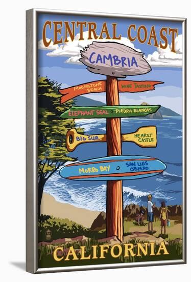 Cambria, California - Central Coast Destination Sign-Lantern Press-Framed Art Print