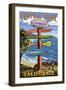 Cambria, California - Central Coast Destination Sign-Lantern Press-Framed Art Print