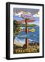 Cambria, California - Central Coast Destination Sign-Lantern Press-Framed Art Print