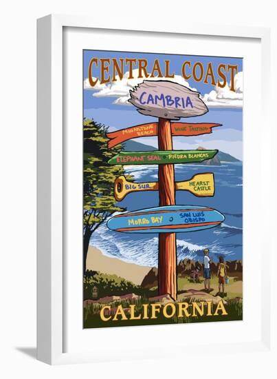 Cambria, California - Central Coast Destination Sign-Lantern Press-Framed Art Print