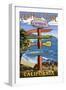Cambria, California - Central Coast Destination Sign-Lantern Press-Framed Art Print