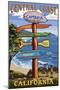 Cambria, California - Central Coast Destination Sign-Lantern Press-Mounted Art Print