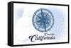 Cambria, California - Compass - Blue - Coastal Icon-Lantern Press-Framed Stretched Canvas