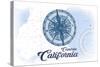 Cambria, California - Compass - Blue - Coastal Icon-Lantern Press-Stretched Canvas