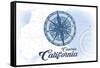 Cambria, California - Compass - Blue - Coastal Icon-Lantern Press-Framed Stretched Canvas