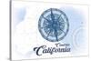 Cambria, California - Compass - Blue - Coastal Icon-Lantern Press-Stretched Canvas