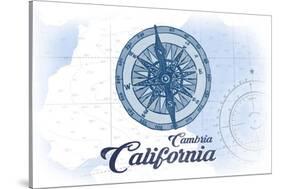 Cambria, California - Compass - Blue - Coastal Icon-Lantern Press-Stretched Canvas