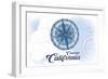 Cambria, California - Compass - Blue - Coastal Icon-Lantern Press-Framed Art Print