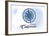 Cambria, California - Compass - Blue - Coastal Icon-Lantern Press-Framed Art Print