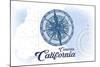 Cambria, California - Compass - Blue - Coastal Icon-Lantern Press-Mounted Art Print