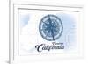 Cambria, California - Compass - Blue - Coastal Icon-Lantern Press-Framed Art Print