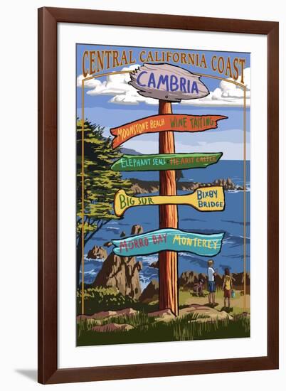 Cambria, California - Destination Sign-Lantern Press-Framed Art Print