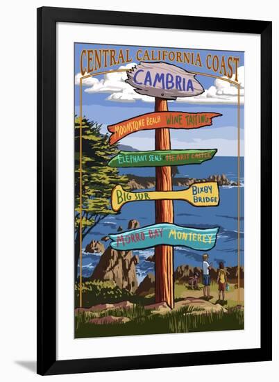 Cambria, California - Destination Sign-Lantern Press-Framed Art Print