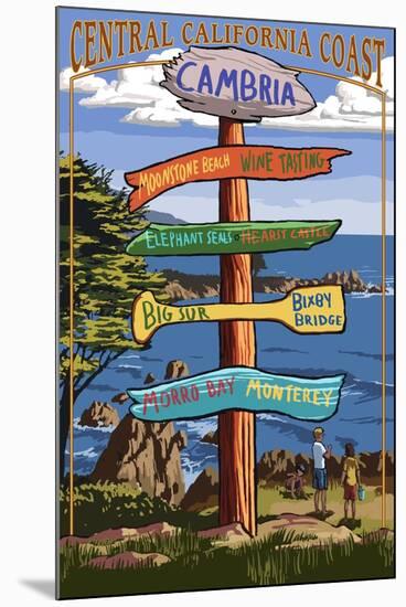 Cambria, California - Destination Sign-Lantern Press-Mounted Art Print