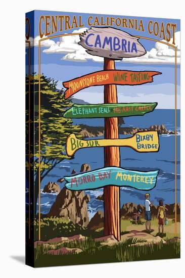 Cambria, California - Destination Sign-Lantern Press-Stretched Canvas