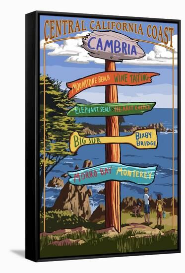 Cambria, California - Destination Sign-Lantern Press-Framed Stretched Canvas