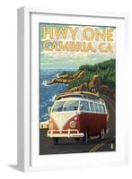 Cambria, California - Highway One Coast, c.2009-Lantern Press-Framed Art Print