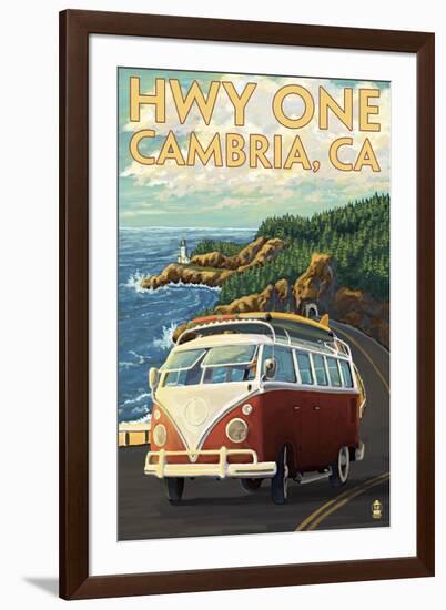 Cambria, California - Highway One Coast, c.2009-Lantern Press-Framed Art Print