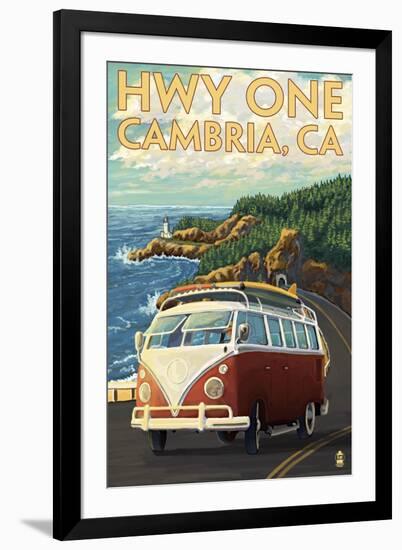 Cambria, California - Highway One Coast, c.2009-Lantern Press-Framed Art Print