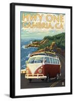 Cambria, California - Highway One Coast, c.2009-Lantern Press-Framed Art Print