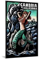 Cambria, California - Mermaid - Scratchboard-Lantern Press-Mounted Art Print