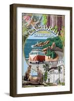 Cambria, California - Montage-Lantern Press-Framed Art Print