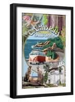 Cambria, California - Montage-Lantern Press-Framed Art Print