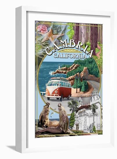 Cambria, California - Montage-Lantern Press-Framed Art Print