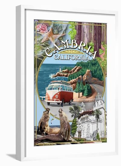 Cambria, California - Montage-Lantern Press-Framed Art Print