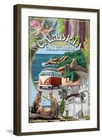 Cambria, California - Montage-Lantern Press-Framed Art Print